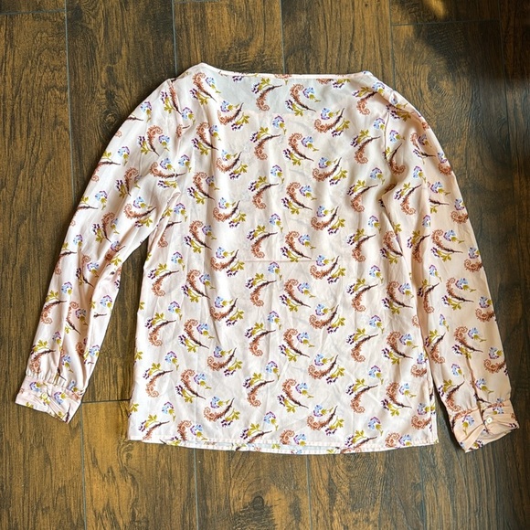 Banana Republic Floral Fern Print Blouse light pink size M (D15) - Picture 5 of 7